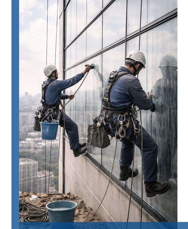 Профессиональная мойка фасадных окон альпинистами в Устях-Илимске