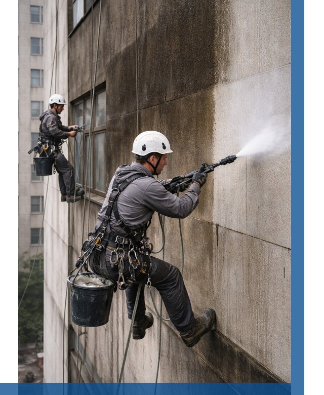 Очистка фасада от копоти в Устях-Илимске от 260 р. | ВЫСОТНИК-Сть