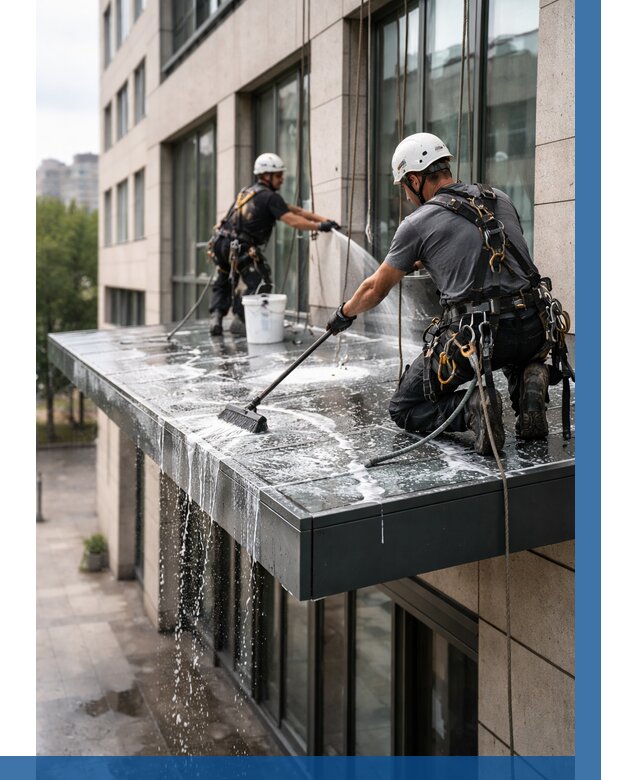 Мойка козырьков и навесов в Устях-Илимске от 3640 р. | ВЫСОТНИК-Сть