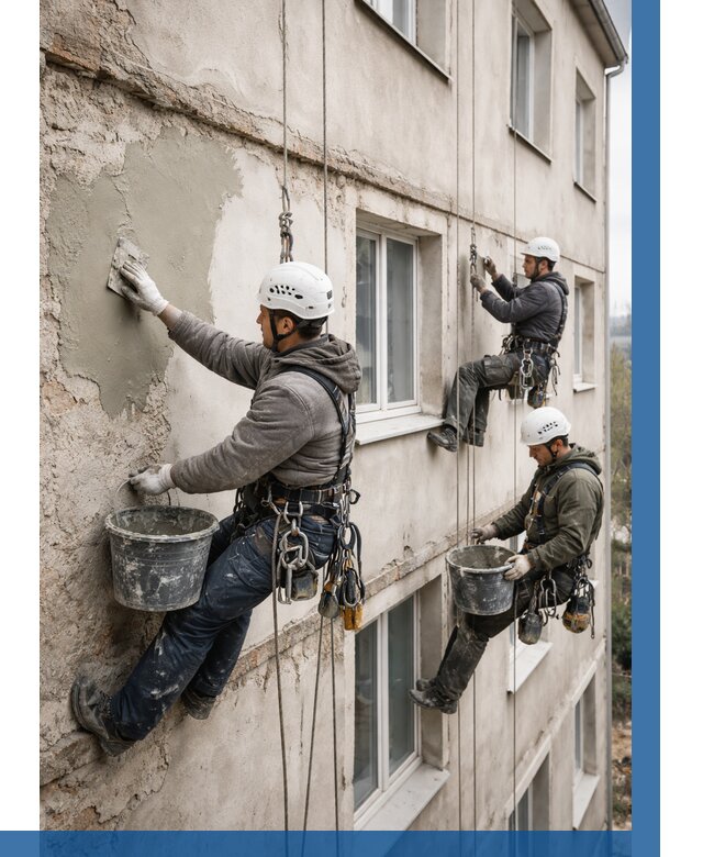 Ремонт штукатурного фасада в Устях-Илимске от 780 р. под ключ | ВЫСОТНИК-Сть