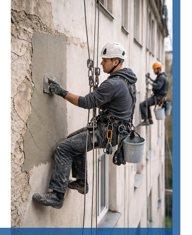 Восстановление штукатурки фасада в Устях-Илимске от 1248 р. | ВЫСОТНИК-Сть