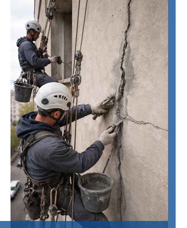 Заделка трещин на фасаде в Устях-Илимске от 936 р. | ВЫСОТНИК-Сть