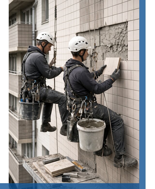 Ремонт облицовки фасада плиткой в Устях-Илимске от 1872 р. | ВЫСОТНИК-Сть