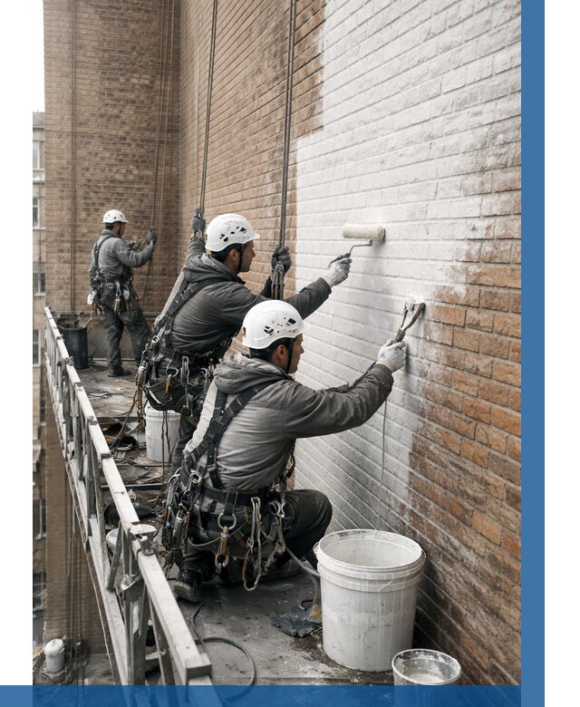 Покраска кирпичного фасада в Устях-Илимске от 364 р. | ВЫСОТНИК-Сть