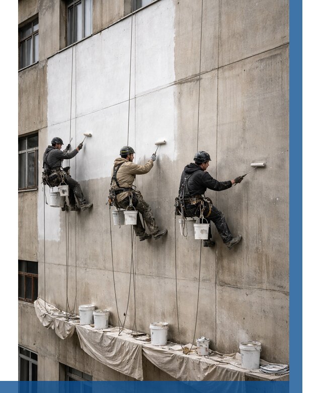 Покраска бетонного фасада в Устях-Илимске от 364 р за м2 | ВЫСОТНИК-Сть