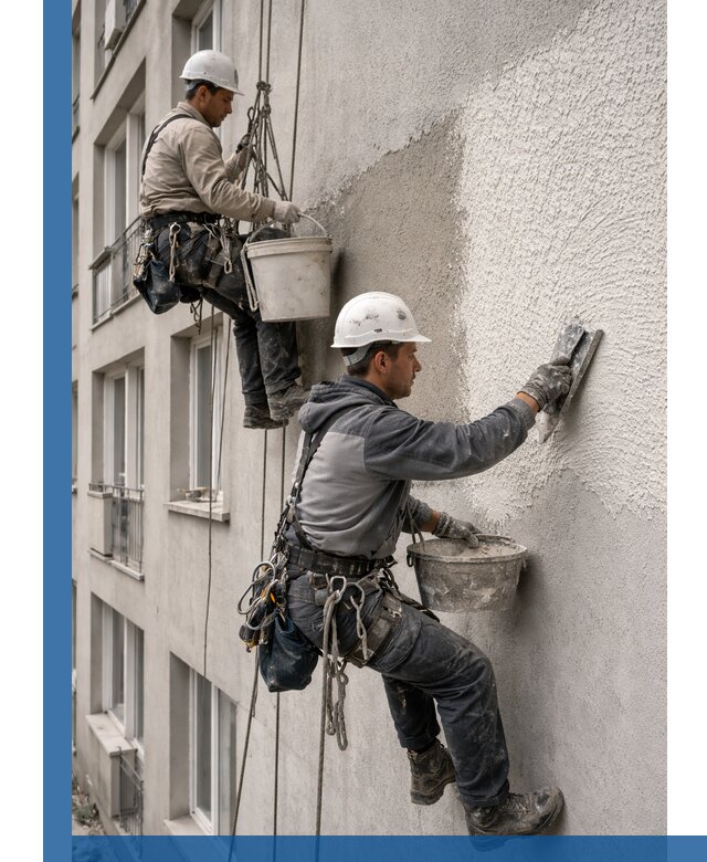 Нанесение декоративной штукатурки короед на фасад в Устях-Илимске