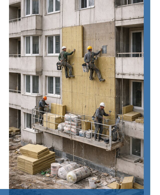 Утепление фасада минватой в Устях-Илимске от 1560 р. | ВЫСОТНИК-Сть