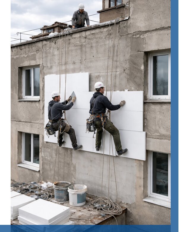 Утепление фасада пенополистиролом в Устях-Илимске от 1872 р. | ВЫСОТНИК-Сть