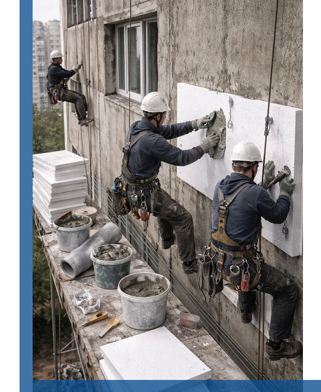 Утепление фасада пенополистиролом в Устях-Илимске под ключ