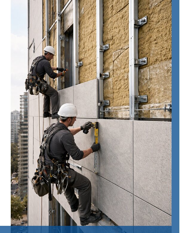 Монтаж вентилируемого фасада в Устях-Илимске от 3640 р. | ВЫСОТНИК-Сть