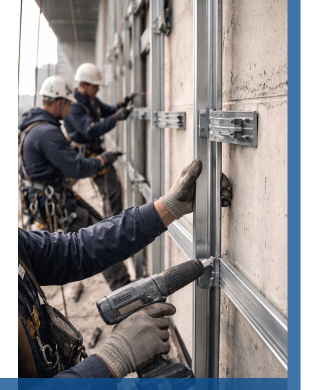 Монтаж подсистемы вентфасада в Устях-Илимске от 884 р. | ВЫСОТНИК-Сть