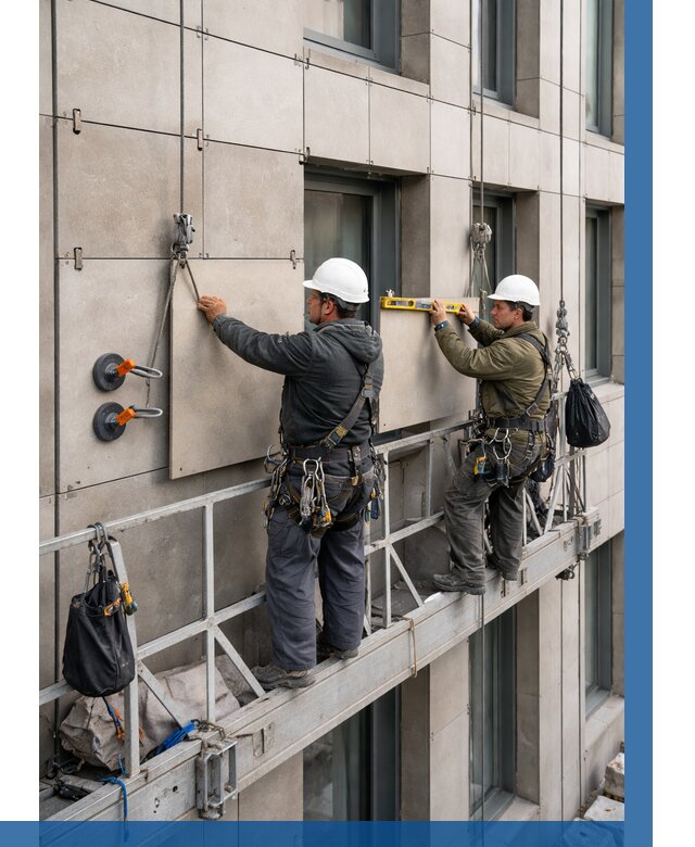 Монтаж керамогранита на фасад в Устях-Илимске от 2600 р. | ВЫСОТНИК-Сть