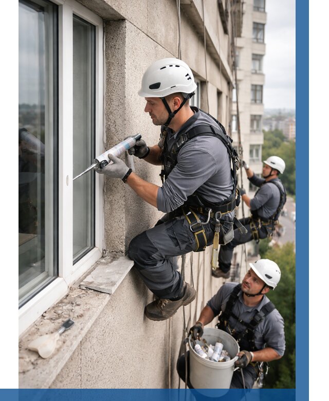 Герметизация оконных швов снаружи в Устях-Илимске от 1560 р. | ВЫСОТНИК-Сть