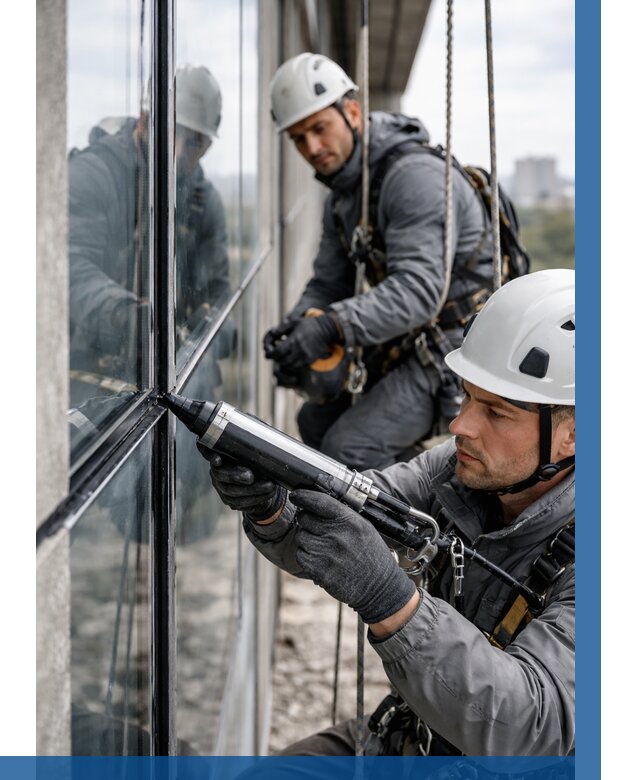 Герметизация витражных швов в Устях-Илимске от 676 р. | ВЫСОТНИК-Сть