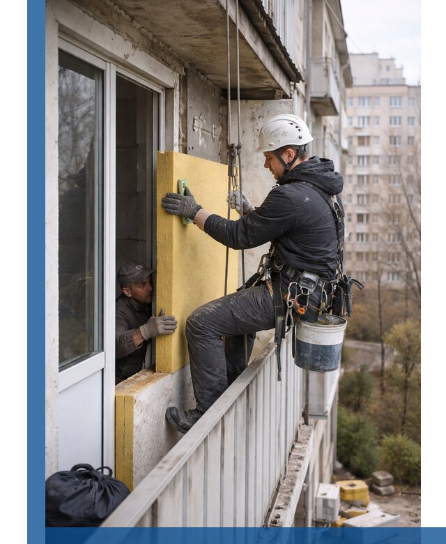 Профессиональное утепление балкона снаружи в Устях-Илимске под ключ