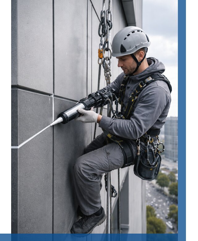 Герметизация стыков фасадных панелей в Устях-Илимске от 6760 р.| ВЫСОТНИК-Сть