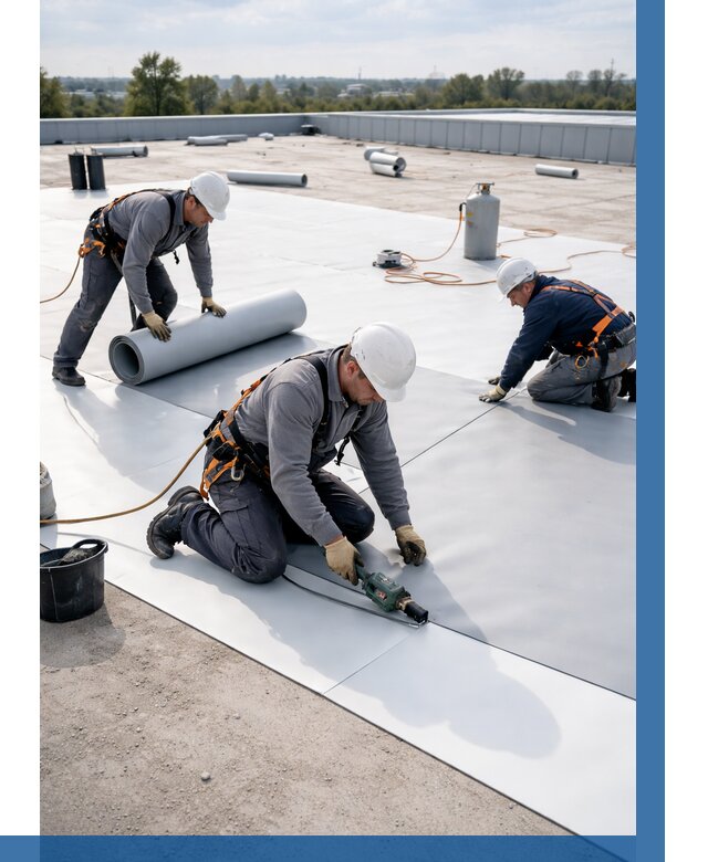 Монтаж мембранной кровли под ключ в Устях-Илимске от 1248 р. | ВЫСОТНИК-Сть