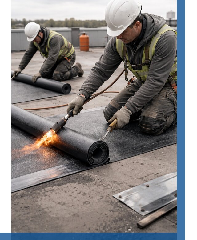 Монтаж наплавляемой кровли в Устях-Илимске от 884 р. — ВЫСОТНИК-Сть