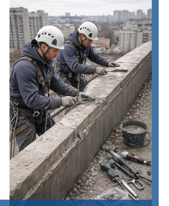 Ремонт парапета на кровле в Устях-Илимске от 1560 р. | ВЫСОТНИК-Сть