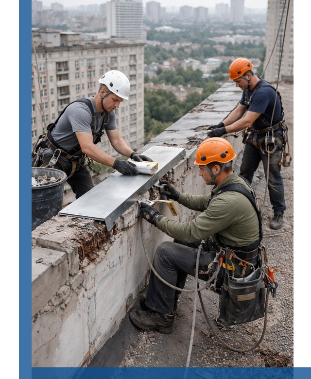 Ремонт парапета на кровле в Устях-Илимске, высотные работы с гарантией