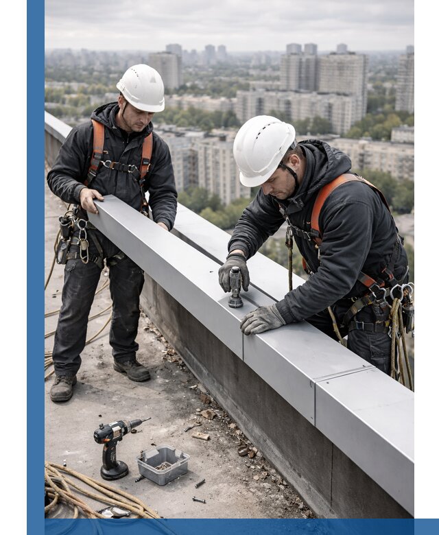 Монтаж парапетных крышек и ограждений кровли в Устях-Илимске