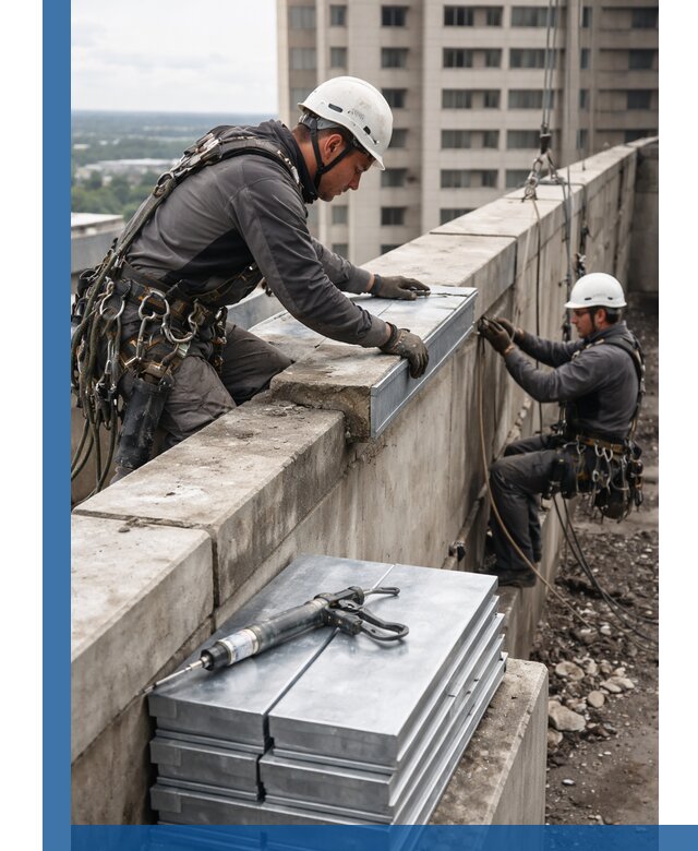 Замена парапетных крышек и установка новых в Устях-Илимске