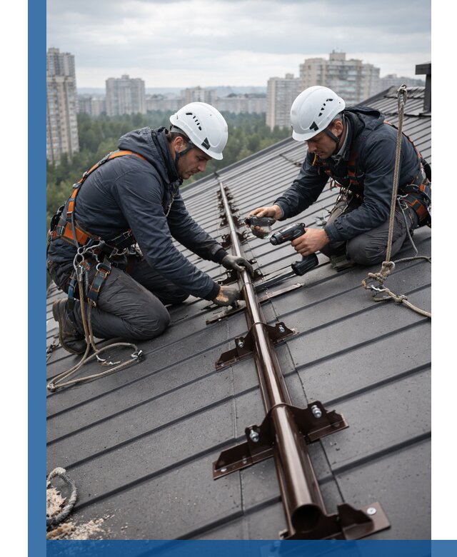 Монтаж снегозадержателей на кровле зданий в Устях-Илимске под ключ