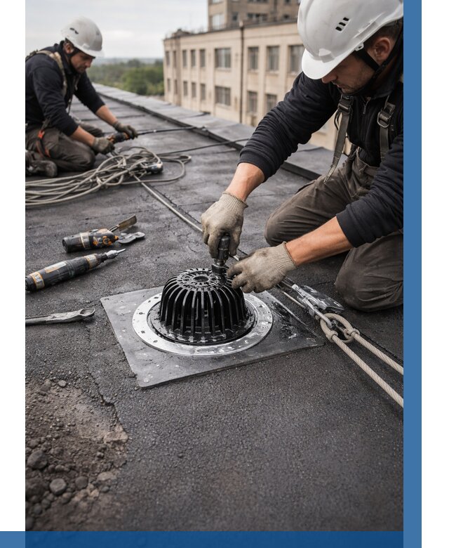 Установка водосточных воронок в Устях-Илимске цена от 3640 р. | ВЫСОТНИК-Сть