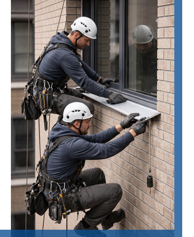 Монтаж оконных отливов под ключ в Устях-Илимске от 3640 р. | ВЫСОТНИК-Сть