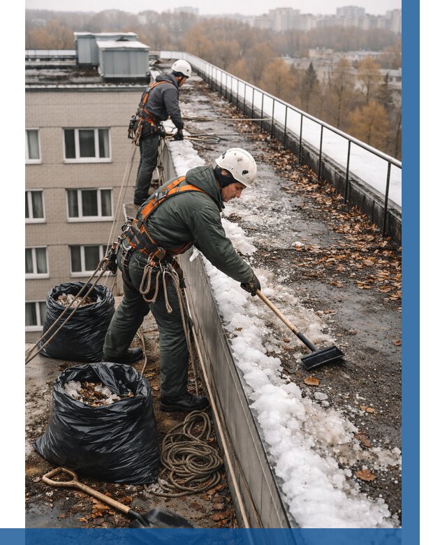 Очистка кровли по периметру в Устях-Илимске от 572 р. | ВЫСОТНИК-Сть