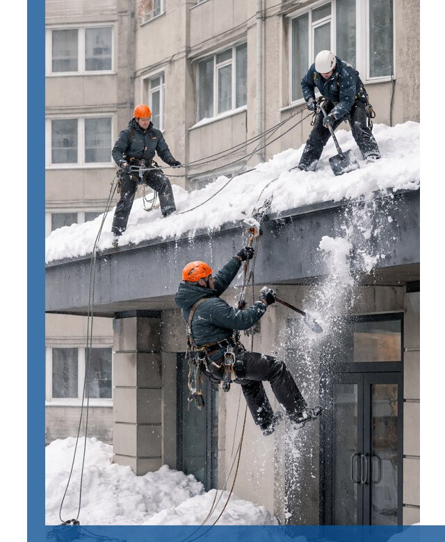 Безопасная очистка навесов от снега в Устях-Илимске круглогодично