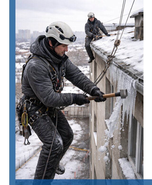 Сбивание и удаление сосулек с крыши в Устях-Илимске безопасно