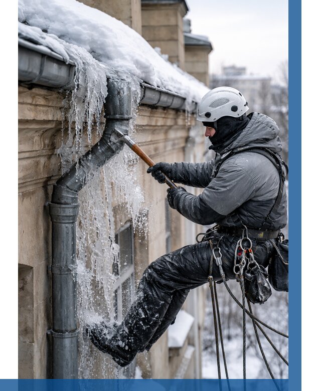 Очистка водостоков от льда в Устях-Илимске от 3640 р. | ВЫСОТНИК-Сть