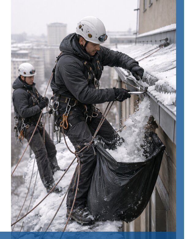 Аварийная очистка крыши в Устях-Илимске под ключ от 312 р. | ВЫСОТНИК-Сть