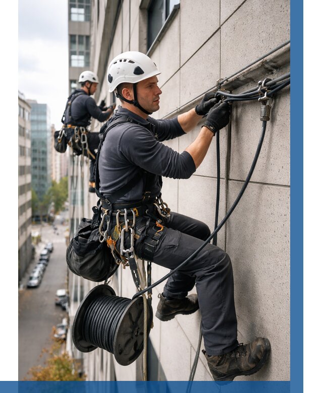 Прокладка кабеля по фасаду в Устях-Илимске от 364 р. | ВЫСОТНИК-Сть