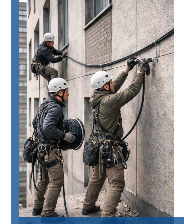 Прокладка кабеля по фасаду в Устях-Илимске, профессиональный монтаж