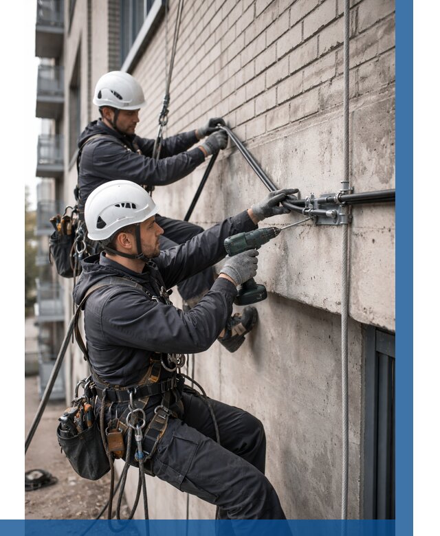 Крепление кабеля на фасаде в Устях-Илимске от 364 р. | ВЫСОТНИК-Сть