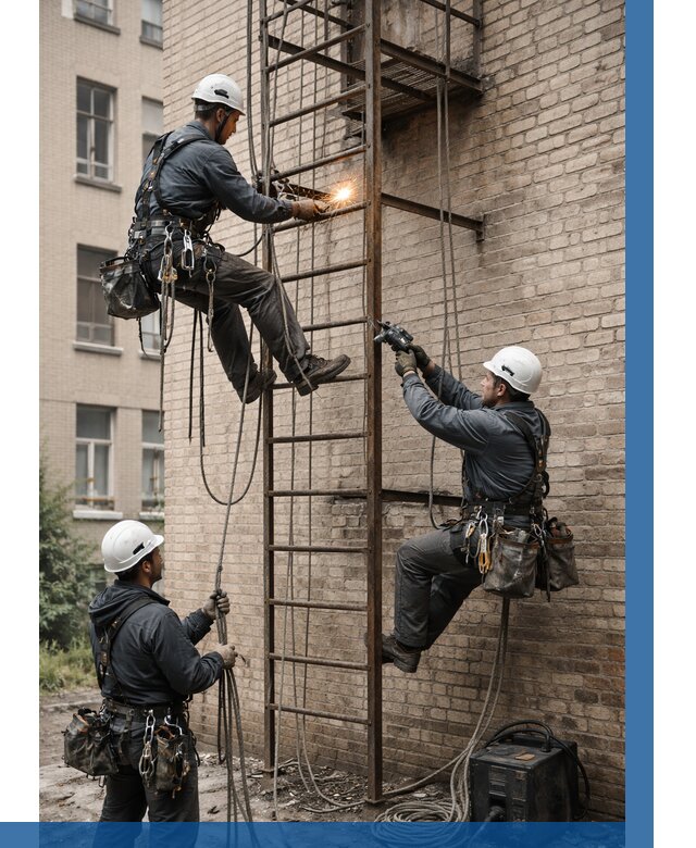 Ремонт пожарной лестницы в Устях-Илимске от 7800 р. | ВЫСОТНИК-Сть