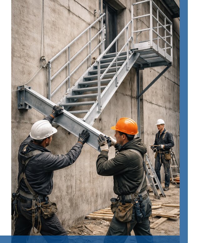 Монтаж металлических лестниц в Устях-Илимске от 15600 р. | ВЫСОТНИК-Сть