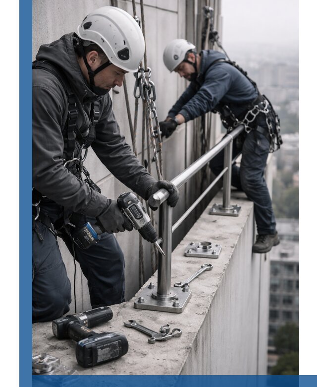 Монтаж перил на высоте в Устях-Илимске для жилых и промобъектов