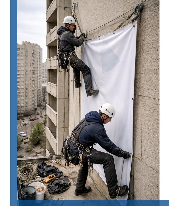 Профессиональный монтаж баннеров на фасаде в Устях-Илимске