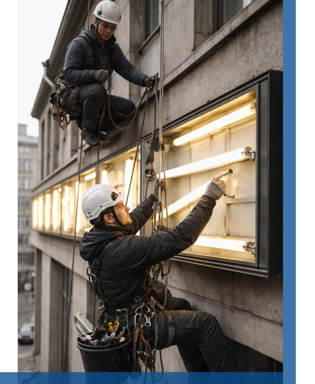 Замена ламп в вывеске в Устях-Илимске под ключ от 3640 р. | ВЫСОТНИК-Сть