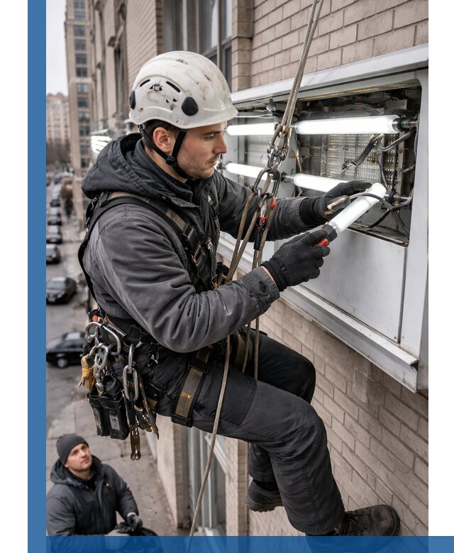 Профессиональная замена ламп в наружной вывеске в Устях-Илимске