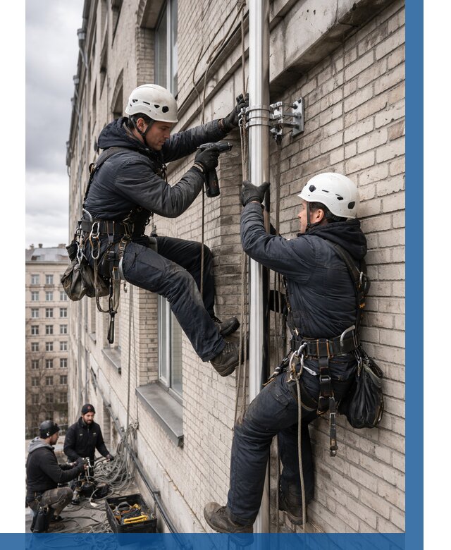 Монтаж флагштока на здании в Устях-Илимске от 6760 р. | ВЫСОТНИК-Сть