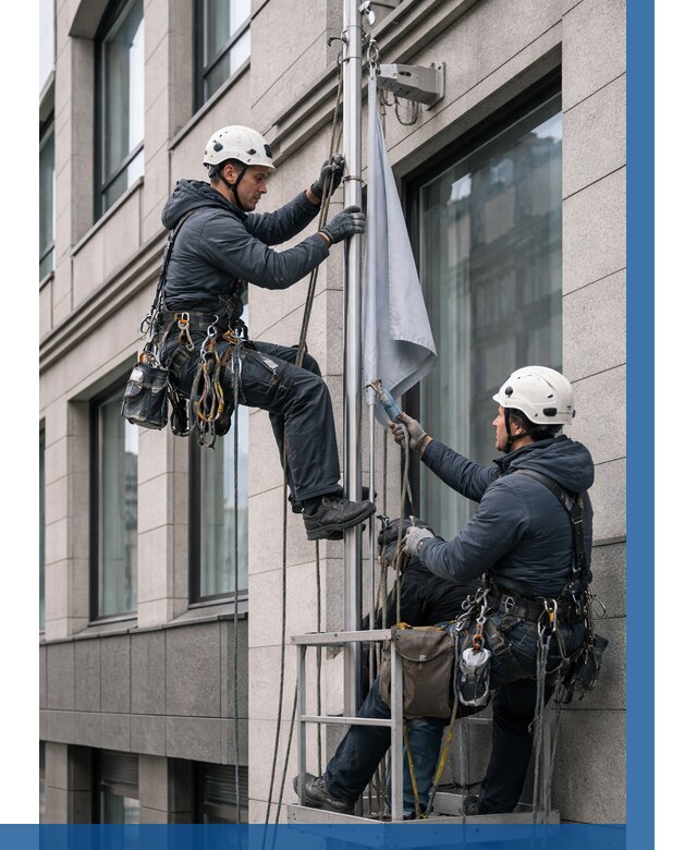 Установка флагов на фасаде в Устях-Илимске от 4680 р. | ВЫСОТНИК-Сть