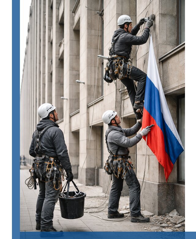 Профессиональная установка флагов на фасаде в Устях-Илимске