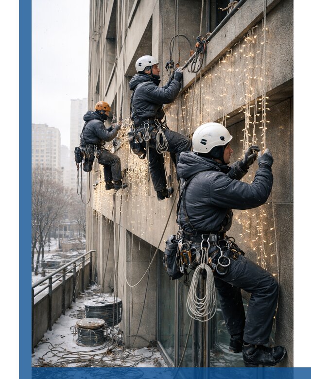 Монтаж новогодней иллюминации и украшение фасадов в Устях-Илимске