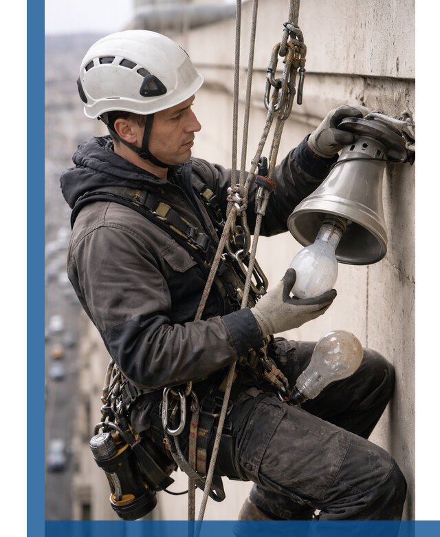 Замена ламп на высоте в Устях-Илимске профессионально и быстро