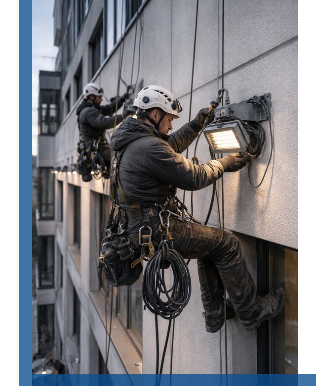 Монтаж фасадного освещения в Устях-Илимске установка и подключение