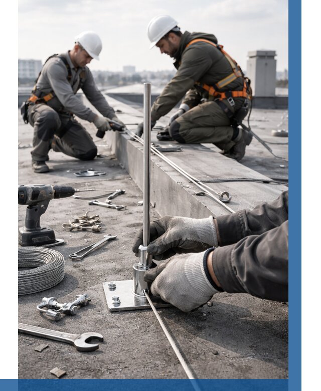 Монтаж молниезащиты на кровле в Устях-Илимске цена от 26000 р. | ВЫСОТНИК-Сть